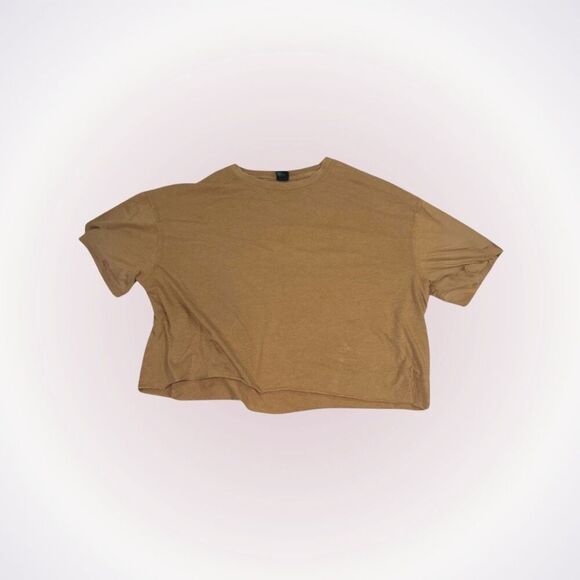 Wild Fable cognac brown short sleeve crop top | Sz L - Picture 1 of 3